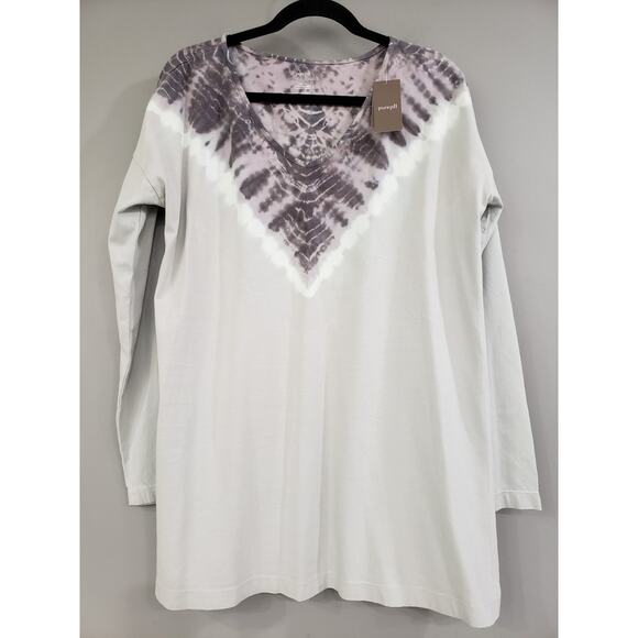 NEW J. Jill Tunic T-Shirt Pure Soft & Relaxed Tie-Dye Long Sleeve Smokey Mauve - Picture 1 of 6
